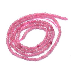Turmalin, farvet, hel streng, pink, rund, facetteret, 2-2,5 mm, ca. 192 stk.