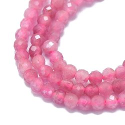 Turmalin, farvet, hel streng, pink, rund, facetteret, 2-2,5 mm, ca. 192 stk.