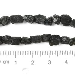 Black tourmaline, full strand with beads, raw nugget, appx. 6x5x4 mm, appx. 75 pcs
