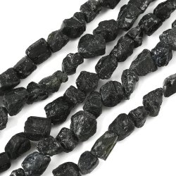 Black tourmaline, full strand with beads, raw nugget, appx. 6x5x4 mm, appx. 75 pcs