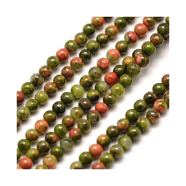 Unakite, whole strand, small green round beads, 2mm, 170pcs.