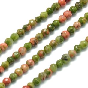 Unakite, whole strand, small faceted bead, 2mm, 190pcs.