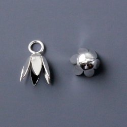 Tulpen-Perlenschalen, verstellbar, Silber mit se, gro, 14x10 mm, 1 Stk.