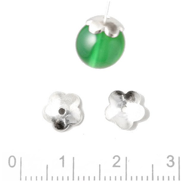 Perlenschale, einfache blume mit 5 Bl&auml;ttern, silber, 8x2,5 mm, 2 Stk.