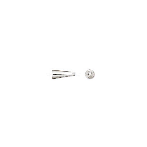 Cone shaped bead cap with seam, silver plated brass, light quality, 12.5x5mm, 6pcs