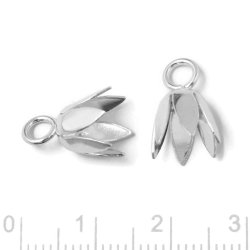 Tulpen-Perlenschalen, verstellbar, Silber mit se, gro, 14x10 mm, 1 Stk.