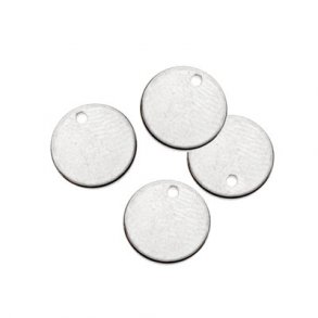 Silver coin, shiny with hole at the edge., 8mm, 2pcs.