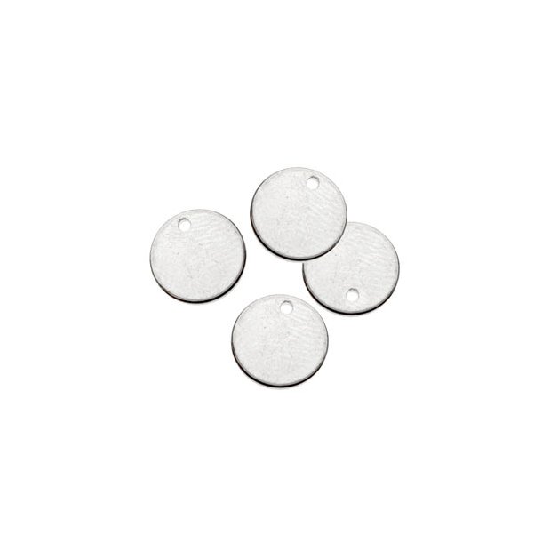 Silver coin, shiny with hole at the edge., 8mm, 2pcs.
