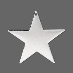 Versilberte gro&szlig;e Sterne, mit Loch, gl&auml;nzend, 33 mm, 2 Stk.