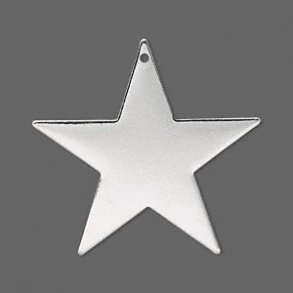 Versilberte große Sterne, mit Loch, glänzend, 33 mm, 2 Stk.