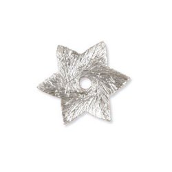 Sterne, geb&uuml;rstetes versilbertes Messing, mit Loch in der Mitte, 16 mm, 4 Stk.