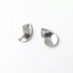 Gebogene Tropfen, gl&auml;nzend, Sterlingsilber, 11x7 mm, 2 Stk.