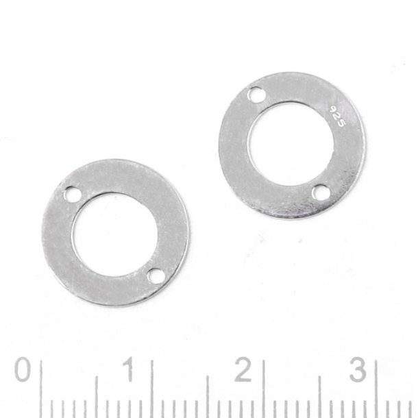 link, coin shape with holes in centre and edge, sterlingsilver, 13.5 mm, 2 pieces