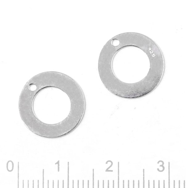 Pendant, coin shape with hole in the centre and edge, sterlingsilver, 13.5 mm, 2 pieces