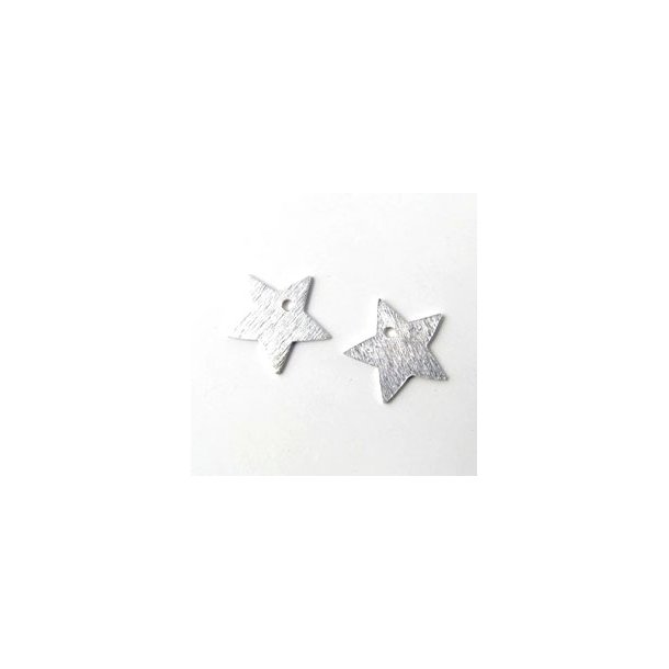 Sølvstjerne, børstet med hul, 14 mm. 2 stk.