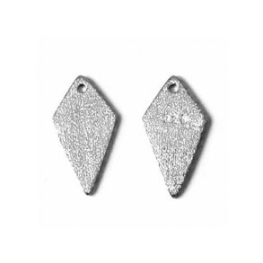 Sterlingsilber, gebürstete spitze Rauten, 13x7 mm, 2 Stk.