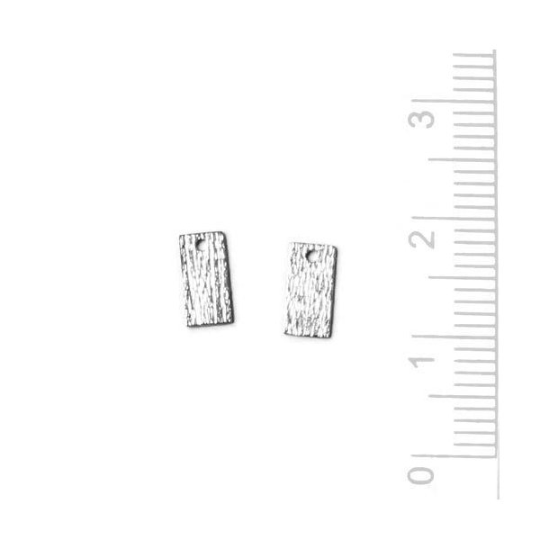 Sterling silver, brushed rectangles, 8x4mm, 2pcs.