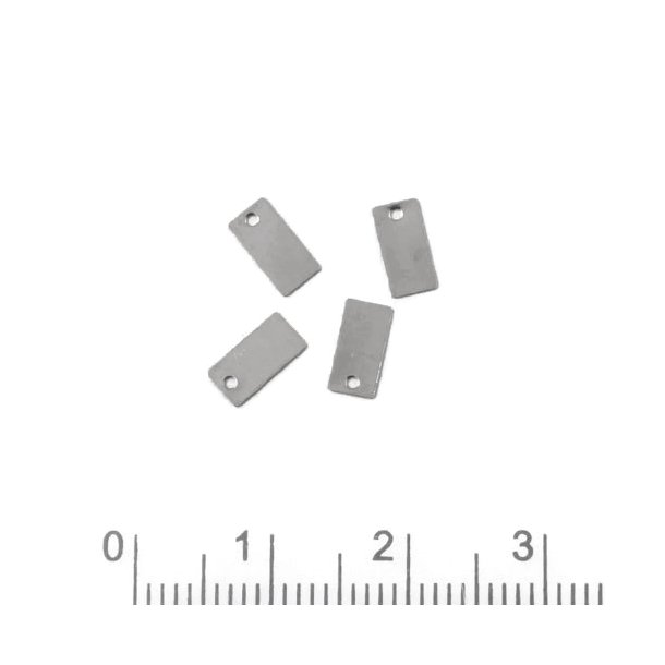 Rectangle shaped pendants, Sterling silver, 8x4mm, 4pcs.