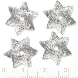 Sterne, geb&uuml;rstetes versilbertes Messing, mit Loch in der Mitte, 16 mm, 4 Stk.