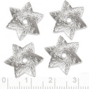 Sterne, gebürstetes versilbertes Messing, mit Loch in der Mitte, 16 mm, 4 Stk.