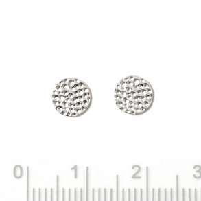 Hammered coin with 1mm hole near edge, Silver, 6x0,8mm 2pcs.