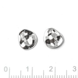 Anh&auml;nger, uneben, rund, gl&auml;nzend, mit 1 Loch, Sterlingsilber, 2 Stk