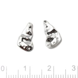 Anhnger, unebene platte, glnzend, mit 4 Lcher, Silber, 12x7 mm, 2 Stk
