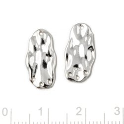 Anhnger, ungleichmig oval, 4 Lcher, silber, 16x8x0,6 mm, 2 Stck