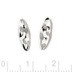 Anh&auml;nger, ungleichm&auml;&szlig;ig, oval, mit 1 Loch, Silber, 13x4x1,5 mm, 2 St&uuml;ck