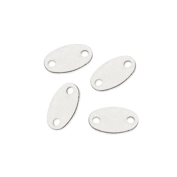 Sterling silver plate or link with 2 holes, oblong, small, 6x4mm, 2pcs