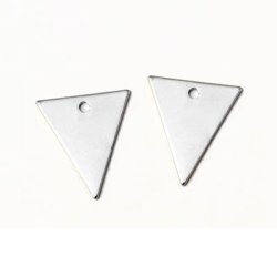 Dreieck mit Loch, versilbertes Messing, gl&auml;nzend, 14x12mm, 6 Stk.