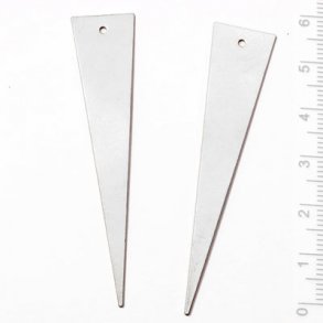 Langes Dreieck mit Loch, versilbertes Messing, matt, 60x13mm, 2 Stk.