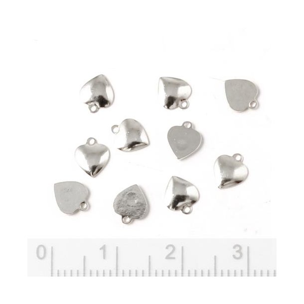 Small heart pendant with eye, silver-plated brass, 6.5 x 5,5mm, 10pcs