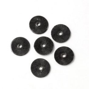 Schwarze Messingmünzen, rustikal, Loch in der Mitte, 10 mm, 6 Stk.