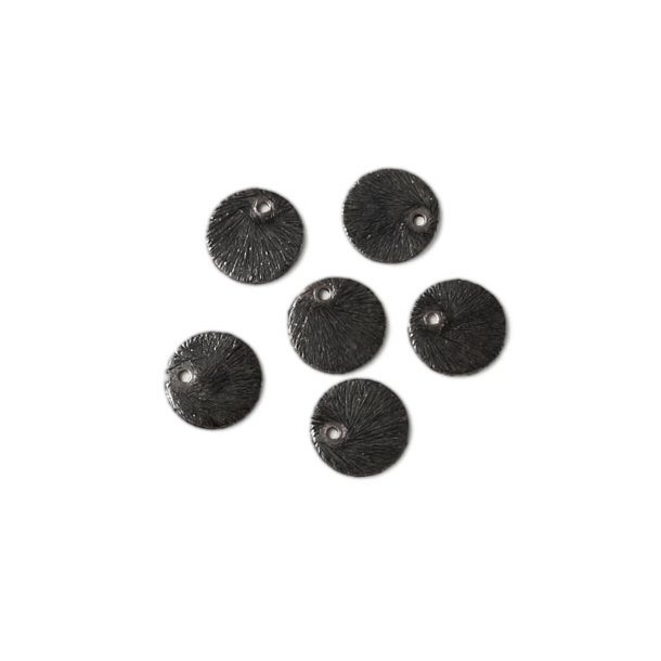Black brass coin, black, hole at the edge, 10mm, 6pcs.