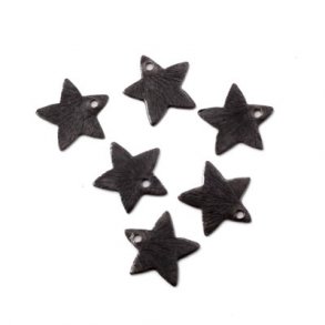 Schwarzes Messing, rustikaler Stern mit Loch, 10 mm, 6 Stk.