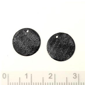 Schwarze Silbermnzen, mit Loch an den Kanten, gebrstet, 12 mm, 2 Stk.