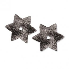 Oxydierter Silberstern, gebürstet, mit 1 mm Loch in der Mitte, 14 mm, 2 Stk.