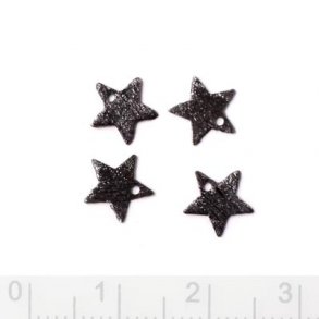 Silbersterne, schwarz-oxidiert, gebürstet mit Loch, 8 mm, 4 Stk.