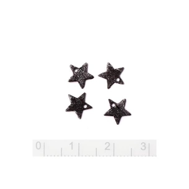 Silver star, black oxidised, brushed with hul, 8mm, 4pcs.