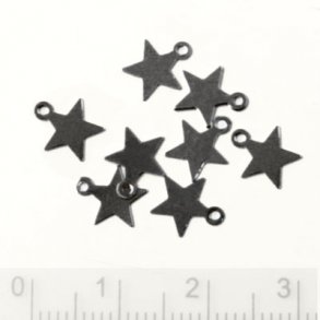 Sterne mit Öse, schwarzes Messing, 7x8 mm, 20 Stk.