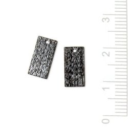 Oxidiertes Sterlingsilber, rustikale Vierecke, 12x6 mm, 2 stk.