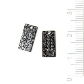 Oxidiertes Sterlingsilber, rustikale Vierecke, 12x6 mm, 2 stk.