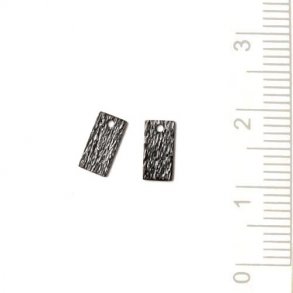 Oxidiertes Sterlingsilber, rustikale Vierecke, 8x4 mm, 2 Stk.