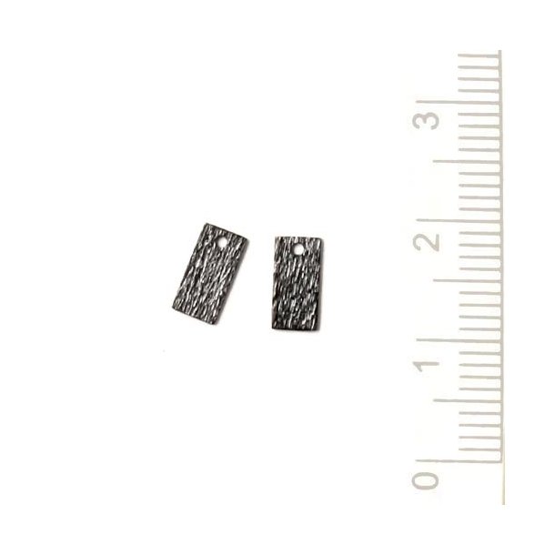 Oxidised sterling silver, brushed, squares, 8x4mm, 2pcs.