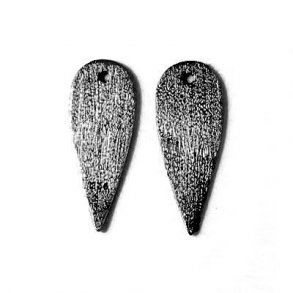 Oxidiertes Sterlingsilber, rustikale spitze Tropfen, 22x8 mm, 2 Stk.