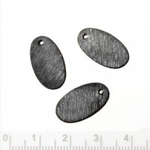 Schwarzes Messing, gebürstetes Oval mit Loch, 18x11 mm, 6 Stk.