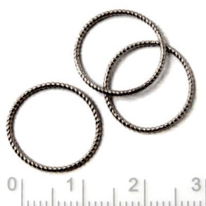 Gewundene ringe, schwarzes silber, geschlossen, 16x1 mm, 2 Stk.