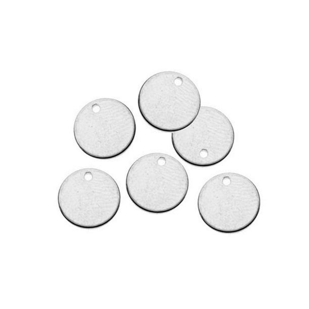 stål Kostumer majs STÅL-mønt med 1 hul ved kant, blank, stålfarvet, 8 mm, 6 stk
