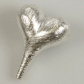 Perle, spidst hjerte, rustik, langsboret, 16x22x11 mm, 1 stk.